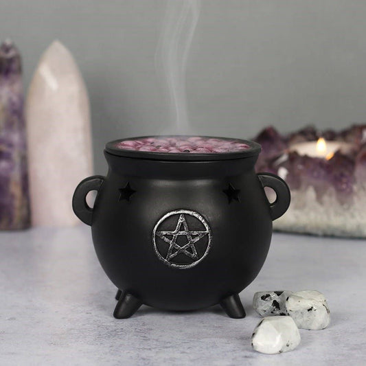 Gothic Pentagram Cauldron Incense Cone Holder